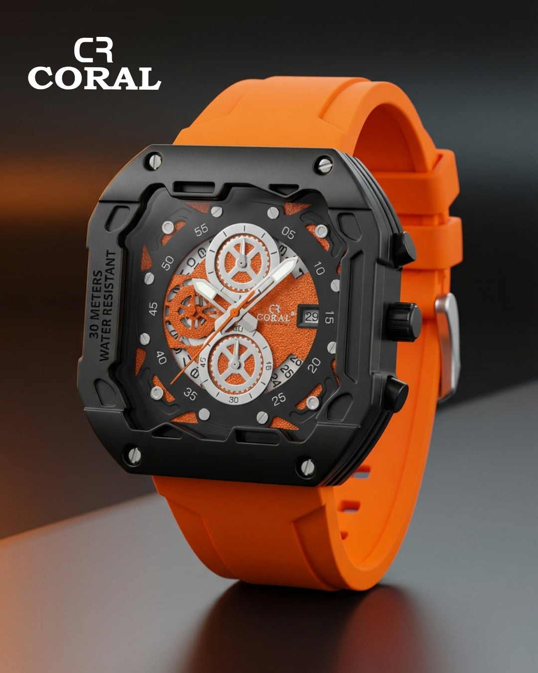Stainless Steel Body with Silicon Strap Men's Watch