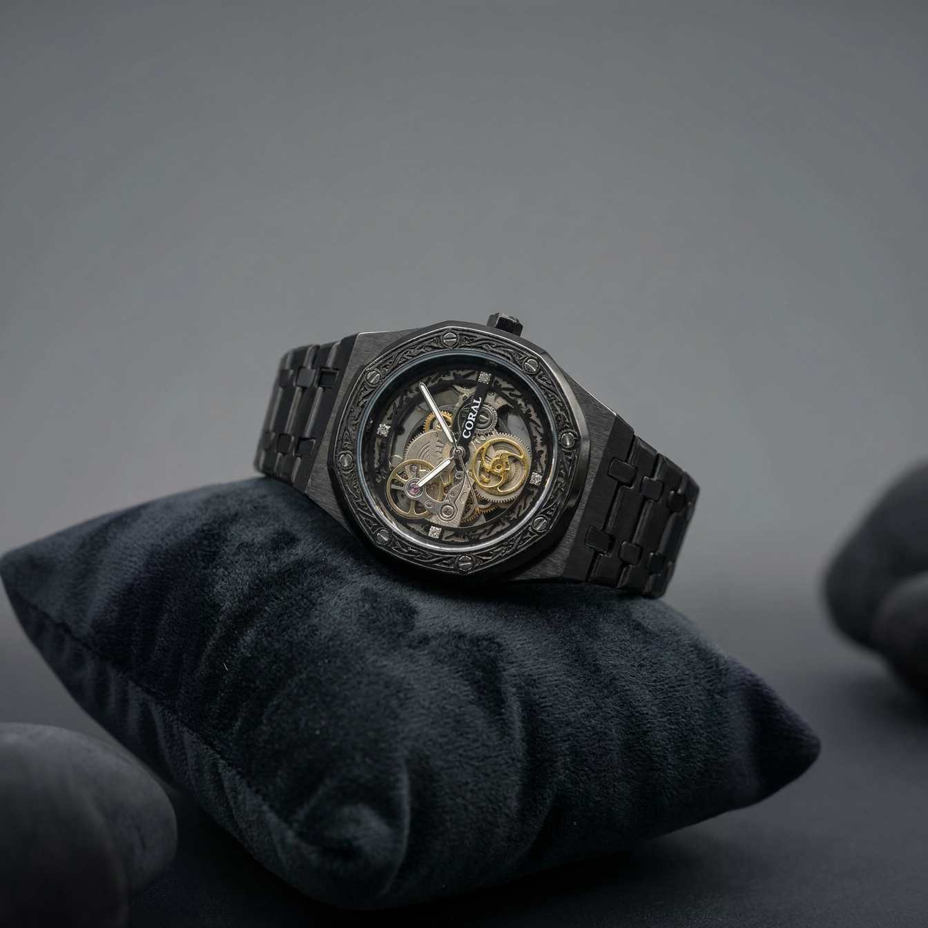 Metallic Skeleton Design Watch for Men