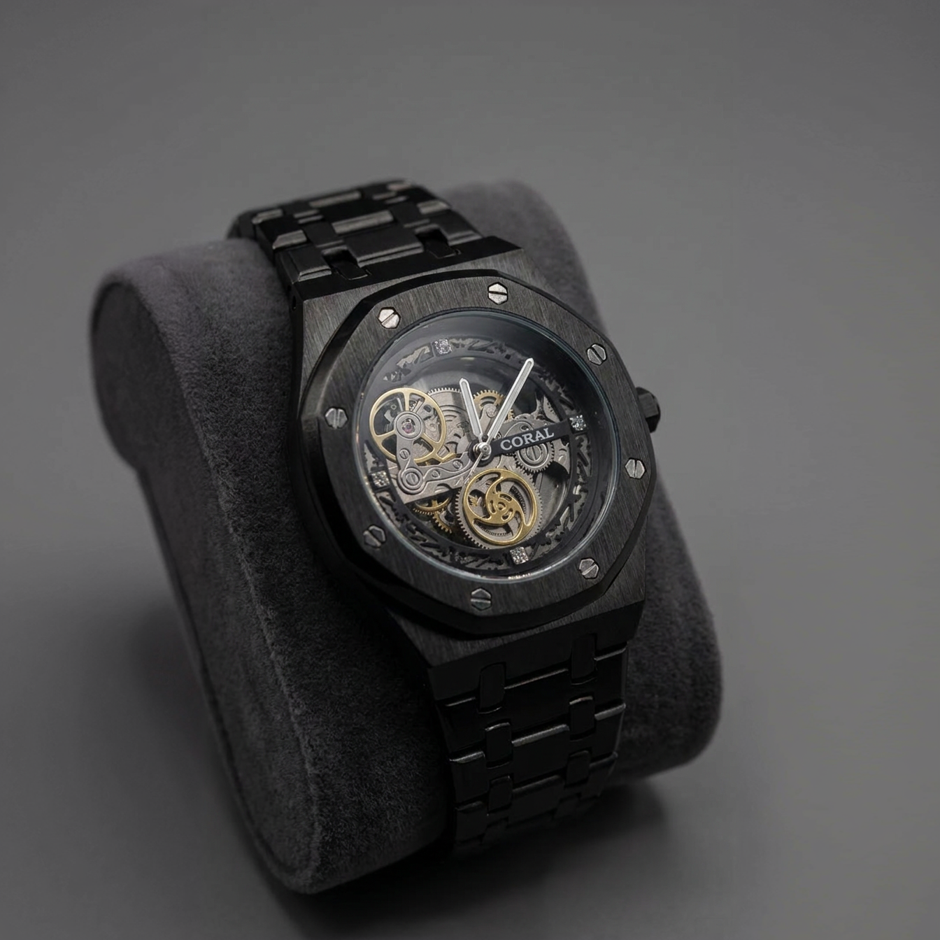Metallic Skeleton Design Watch for Men