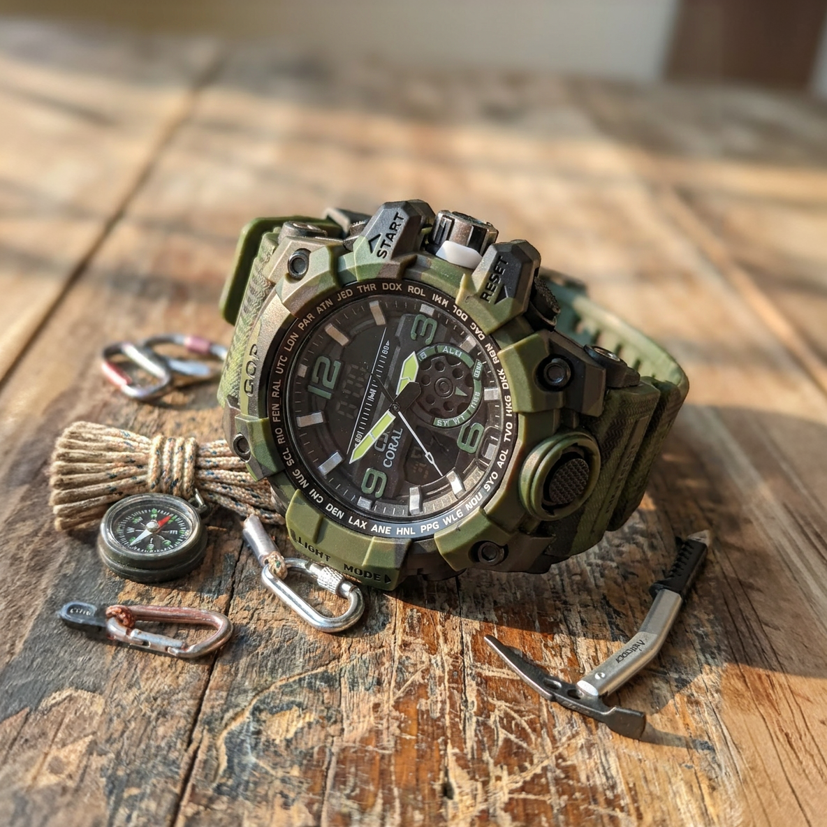 CORAL Expedition Elite – Tactical Silicon Sports Watch with Dual Display