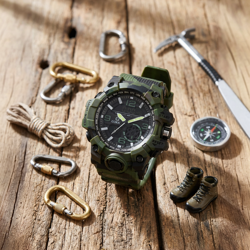 CORAL Expedition Elite – Tactical Silicon Sports Watch with Dual Display