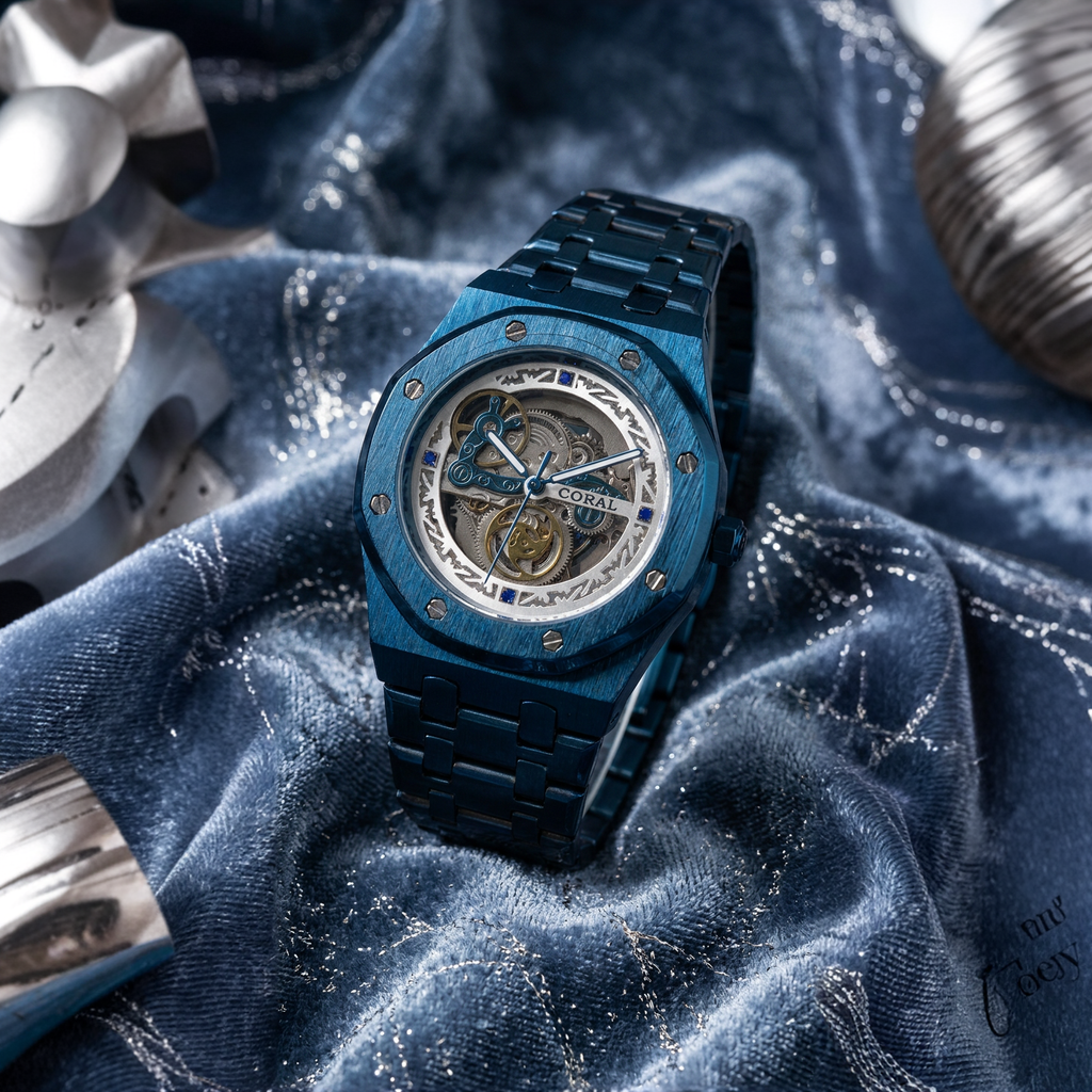 Metallic Skeleton Design Watch for Men